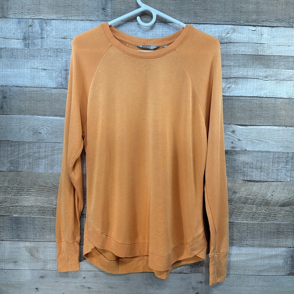 Athleta Orange Modal Polyester‎ Long Sleeve Athletic Top Women Size M